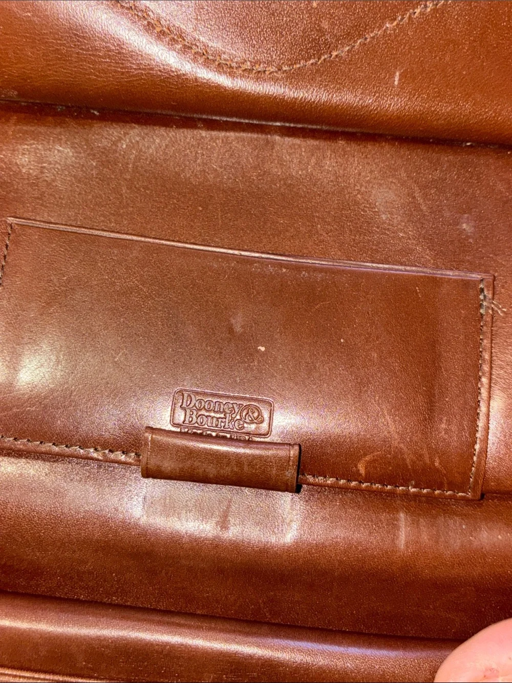 Vintage Dooney & Bourke Leather Kiss-Lock Wallet Taupe with Brown Trim